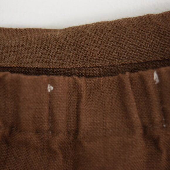 Old Navy Linen Skirt Women 12 Brown Midi Tier Ruffle Hemline Drawstring Waist - Picture 4 of 6